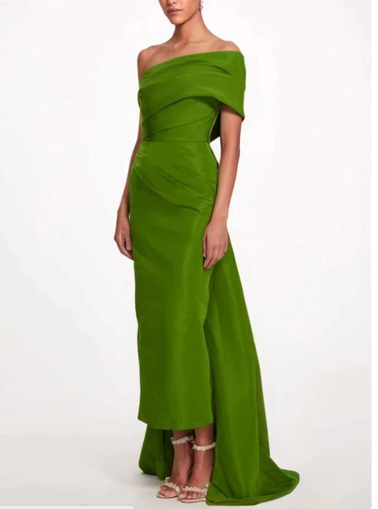 Sheath / Column Evening Gown Elegant Dress Formal Prom Sweep / Brush Train Sleeveless One Shoulder Taffeta Backless with Bow(s) Strappy